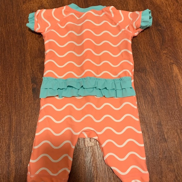 TUCKER + TATE Swim Ruffle 9M coral one piece Rash guard - Picture 2 of 3